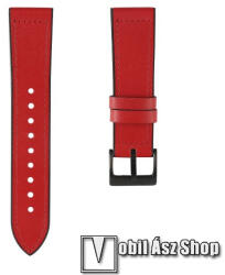  Okosóra szíj - PIROS - szilikon / PU bőrrel bevont - 90mm + 120mm hosszú, 22mm széles, 130-210mm-es átmérőjű csuklóméretig - SAMSUNG Galaxy Watch 46mm / Watch GT2 46mm / Watch GT 2e / Galaxy Watch3 45