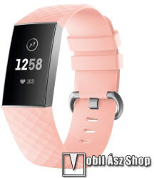  Okosóra szíj - szilikon, 255mm hosszú, L-es méret - RÓZSASZÍN - Fitbit Charge 3 / Fitbit Charge 3 SE / Fitbit Charge 4