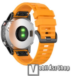 Okosóra szíj, Szilikon, 22mm széles, QUICKFIT, 91+124mm hosszú, 140-220mm átmérőjű csuklóra, Narancs, Garmin MARQ (Gen 2), fenix E 47mm, 6, 6 Pro, 7 47mm, 8 47mm, quatix 7 47mm, 7 Pro 47mm