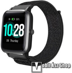  Okosóra szíj - szövet, tépőzáras - FEKETE - 230mm hosszú, 19mm széles - Xiaomi Haylou Solar LS01 / Umidigi Uwatch3 / Uwatch3 GPS / UFit / Uwatch GT