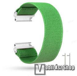 Okosóra szíj - szövet, sztreccses, 145mm hosszú, 20mm széles, 160mm-től 210mm-es méretű csuklóig ajánlott - ZÖLD - SAMSUNG Galaxy Watch 42mm / Amazfit GTS / HUAWEI Watch GT 2 42mm / Galaxy Watch Activ