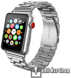 Okosóra szíj - rozsdamentes acél, csatos - EZÜST - APPLE Watch Series 1/2/3 42mm / 4/5/6/SE 44mm / 7/8/9 45mm / Ultra / Ultra 2 49mm