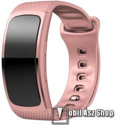 Okosóra szíj - RÓZSASZÍN - szilikon, L-es méret, 90mm+123mm hosszú, 150mm-től 213mm-es méretű csuklóig ajánlott - SAMSUNG Gear Fit 2 SM-R360 / Samsung Gear Fit 2 Pro SM-R365
