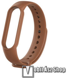 Okosóra szíj - BARNA - szilikon, 260mm hosszú, 135mm-től 235mm-es méretű csuklóig ajánlott - Xiaomi Mi Band 5 / Mi Band 6 / Mi Band 7 / Amazfit Band 5