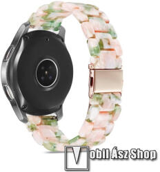 Okosóra műanyag szíj - RÓZSASZÍN / ZÖLD - csatos, 165mm hosszú, 22mm széles - SAMSUNG Galaxy Watch 46mm / Watch GT2 46mm / Watch GT 2e / Galaxy Watch3 45mm / Honor MagicWatch 2 46mm