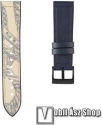 Okosóra szíj - KÉK KÖTÉL MINTÁS - szilikon / PU bőrrel bevont - 90mm + 120mm hosszú, 22mm széles, 130-210mm-es átmérőjű csuklóméretig - SAMSUNG Galaxy Watch 46mm / Watch GT2 46mm / Watch GT 2e / Galax