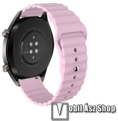  Okosóra loop szilikon szíj - RÓZSASZÍN - 85mm+120mm hosszú, 22mm széles - SAMSUNG Galaxy Watch 46mm / Watch GT2 46mm / Watch GT 2e / Gear S3 Frontier / Honor MagicWatch 2 46mm