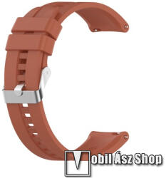 Okosóra szíj - környezetbarát szilikon - SÖTÉT NARANCSSÁRGA - 120mm+90mm hosszú, 20mm széles - SAMSUNG Galaxy Watch 42mm / Amazfit GTS / Galaxy Watch3 41mm / HUAWEI Watch GT 2 42mm / Galaxy Watch Acti