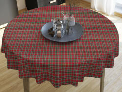 Goldea față de masă decorativă loneta - carouri mici roșii - rotundă Ø 130 cm Fata de masa