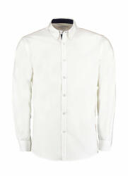 Kustom Kit Férfi hosszú ujjú Ing Kustom Kit Tailored Fit Premium Contrast Oxford Shirt L, Fehér/Sötétkék navy