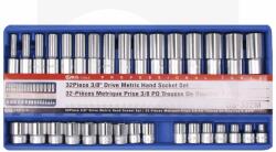 Genius Tools Tálcás Genius dugókulcs klt. 3/8", 6 lapú rövid + hosszú 32 db-os - 1/3 (GS-332M)