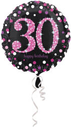 Amscan Anagram Balon folie rotund imprimat 30 roz si negru 43 cm - articole-petreceri - 12,99 RON