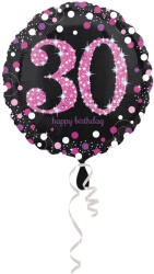 Balloons4party Balon folie rotund imprimat 30 roz si negru 43 cm