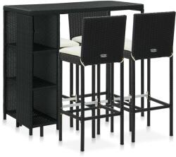 vidaXL Set mobilier bar de grădină cu perne, 5 piese, negru, poliratan (3064918) - vidaxl