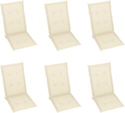 vidaXL Perne scaun cu spătar înalt, 6 buc. , crem, 120x50x3 cm, textil (314106)
