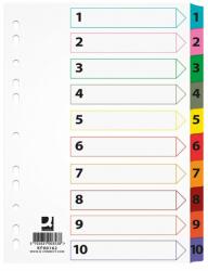 Q-CONNECT Index carton alb Mylar numeric 1-10, margine PP color, A4, 170g/mp, Q-Connect (KF00162) - birotica-asp