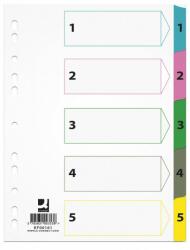 Q-CONNECT Index carton alb Mylar numeric 1- 5, margine PP color, A4, 170g/mp, Q-Connect (KF00161) - birotica-asp