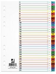 Q-CONNECT Index carton alb Mylar numeric 1-31, margine PP color, A4, 170g/mp, Q-Connect (KF00166) - birotica-asp