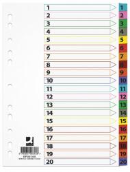 Q-CONNECT Index carton alb Mylar numeric 1-20, margine PP color, A4, 170g/mp, Q-Connect (KF00165) - birotica-asp