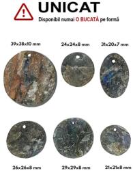  Pandantiv Labradorit Druzy Disc - cu Gaura - 21-39 x 20-38 x 7-10 mm