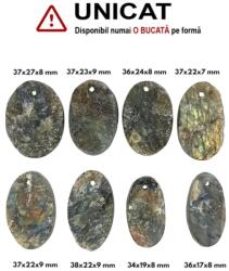  Pandantiv Labradorit Druzy Oval - cu Gaura - 34-38 x 17-27 x 7-9 mm