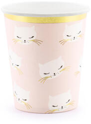 PartyDeco S. r. o Party pohár, cicás, rózsaszín, 220ml, 6db/cs