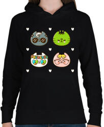 printfashion Cat style - Női kapucnis pulóver - Fekete (4789938)
