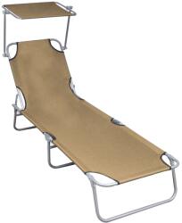 vidaXL Șezlong pliabil cu copertină, gri taupe, aluminiu (47773)
