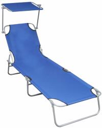 vidaXL Șezlong pliabil cu copertină, albastru, aluminiu (47769)