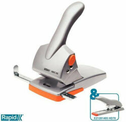 RAPID Lyukasztó, nagyteljesítményű, kétlyukú, 65 lap, RAPID HDC65 Fashion, ezüst/narancssárga (E20922603) (20922603)