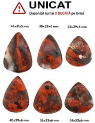  Cabochon Jasp Rosu de Forma Picatura - 33-44 x 28-32 x 5-6 mm