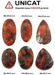 Cabochon Jasp Rosu de Forma Ovala - Picatura - 36-44 x 21-33 x 5-7 mm