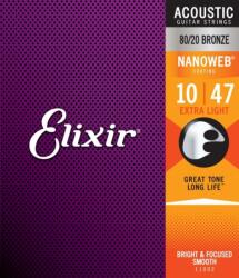 Elixir 11002 80/20 Bronze NanoWeb 10-47 Extra Light