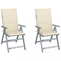 vidaXL 2 db dönthető tömör akácfa kerti szék párnával (3064700/01/02/03/04/05/06/07/08/09)