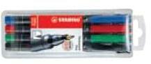 STABILO Marker Stabilo Ohpen Universal, varf rotund, 0.7 mm, set 4 culori (negru, rosu, albastru, verde) - Pret/set (SW8414)