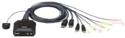 ATEN Switch KVM CS22DP 2-Port USB DisplayPort KVM Switch, Remote port selector, 1.2m cables (CS22DP-AT) - vexio
