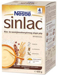  Nestlé Sinlac rizs és szentjánoskenyérmag alapú pép Bifidusszal 4 hónapos kortól 650g papírdobozban