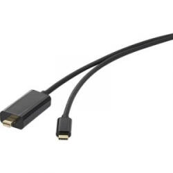 Renkforce USB / Mini DisplayPort Csatlakozókábel [1x USB-C dugó - 1x Mini DisplayPort dugó] 0.50 m Fekete