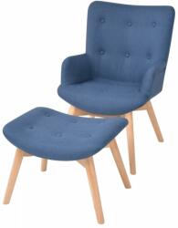 vidaXL Fotoliu cu taburet, albastru, material textil (244663)