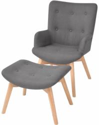 vidaXL Fotoliu cu taburet pentru picioare, gri, material textil (244662)