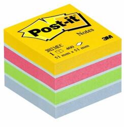 3M Öntapadó jegyzettömb, 51x51 mm, 400 lap, bliszteres, 3M POSTIT, ultra színek (LP2012MUC) - iroda24