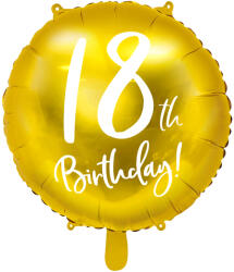PartyDeco Balon din folie - 18 ani (auriu) 45 cm