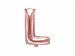 PartyDeco Balon din folie Mini - Litera L 35 cm auriu-roze