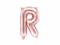 PartyDeco Balon din folie Mini - Litera R 35 cm auriu-roze