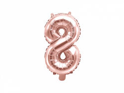PartyDeco Balon din folie Mini - Cifra 8 auriu-roze 35cm