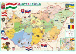  Magyarország térkép gyerekeknek Magyarország közigazgatása és domborzata fóliás asztali könyöklő kétoldalas