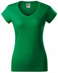 MALFINI Női póló Fit V-neck - Középzöld | L (1621615)