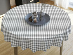 Goldea față de masă decorativă menorca - carouri gri și albe - rotundă Ø 140 cm Fata de masa