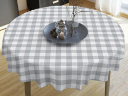 Goldea față de masă decorativă menorca - carouri mari gri și albe - rotundă Ø 120 cm Fata de masa