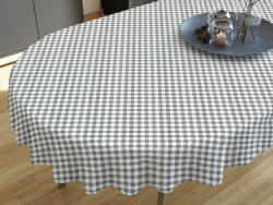 Goldea față de masă decorativă menorca - carouri gri și albe - ovală 120 x 180 cm Fata de masa
